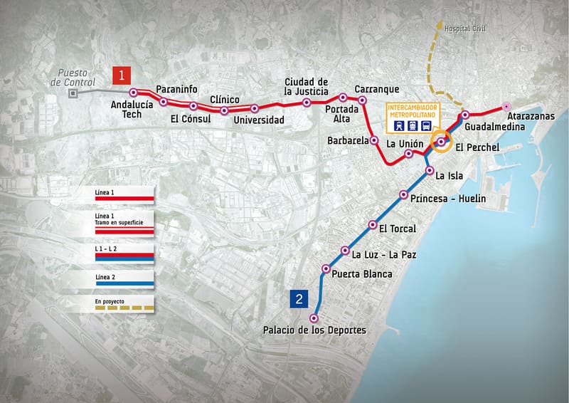 malaga metro map